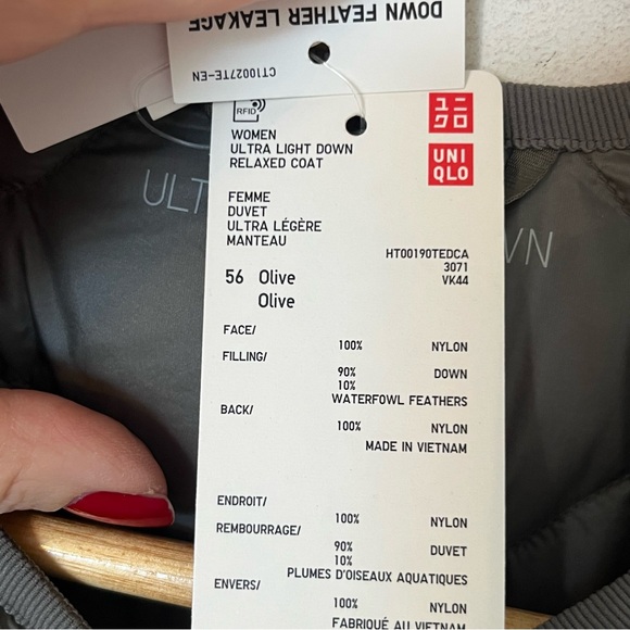 Uniqlo Ultra Light Down Relaxed Coat Olive XS Longline Quilted Jacket - Picture 7 of 14